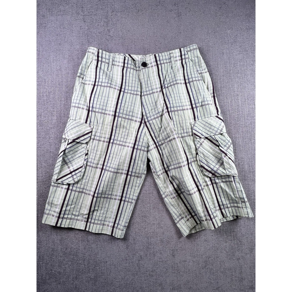 Vintage Phat Farm Shorts Men's 32 Plaid Cargo Hip Hop Y2K High Rise Skater Green